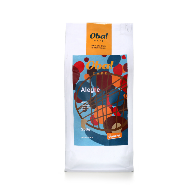 Oba! Cafe Alegre | Specialty Coffee | 100% Arabica Kaffeebohnen | Single Origin | frisch gerösteter Kaffee | Ideal für Espresso, Filterkaffee & Mokka | DE ÖKO-007